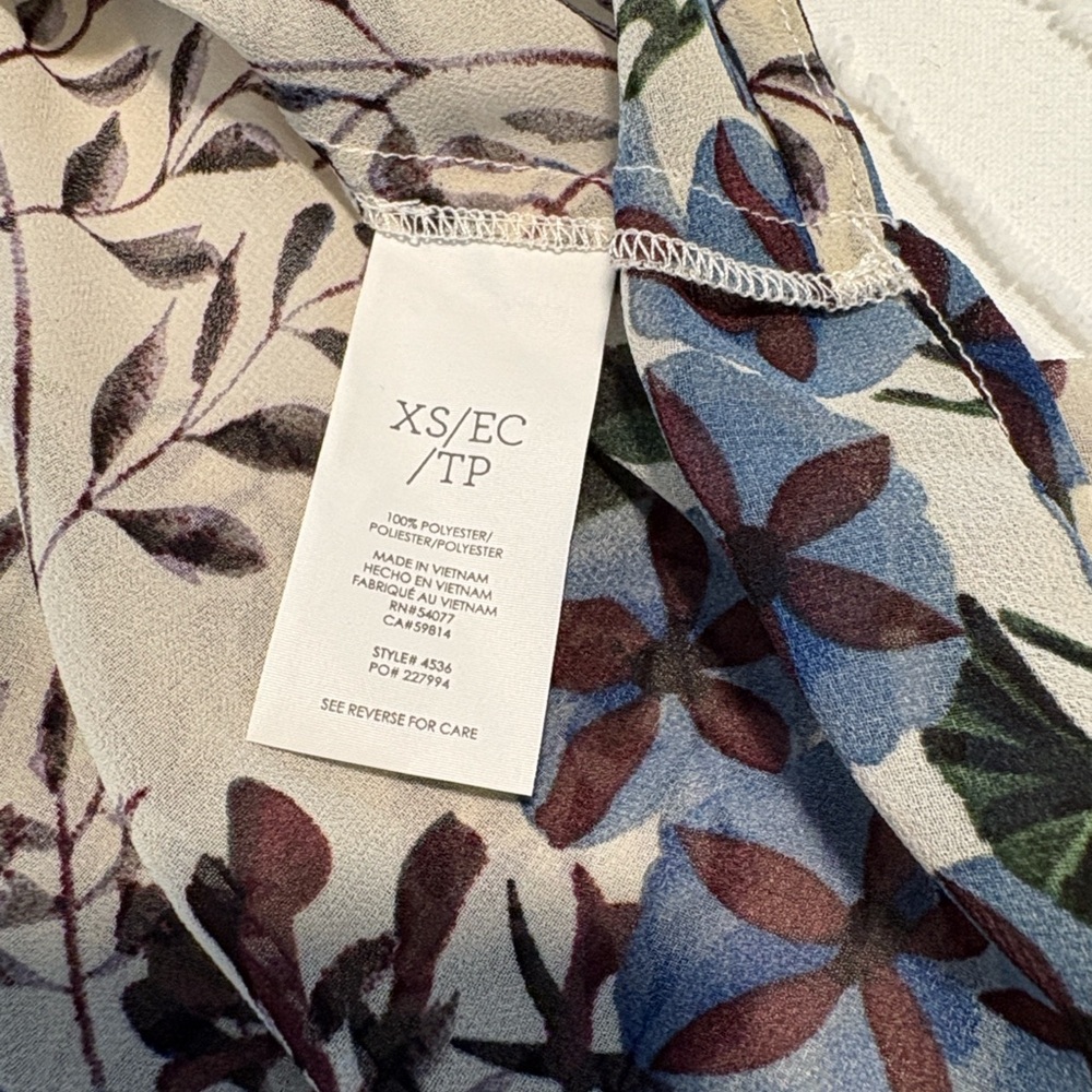CAbi Victoria Floral Blouse - Blue, Purple, Green, and Cream - Picture 9 of 9
